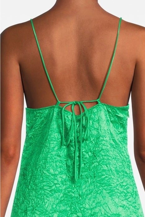 CRINKLED SATIN SLIP DRESS BRIGHT GREEN 4