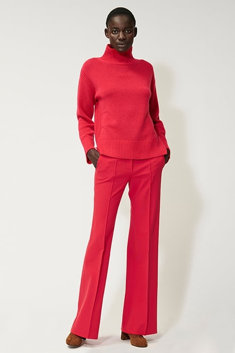 BOOTCUT PANTS WITH HEM SLIT DEEP RED 1