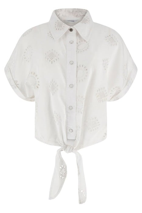 SS BRIGITTE SATIN EMBRO SHIRT PURE WHITE MULTI 4