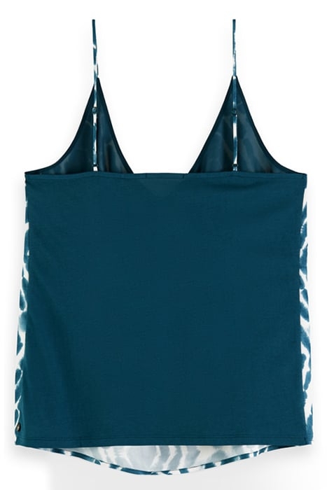 CAMISOLE WOVEN FRONT JERSEY BACK DISCO TIE DYE BOTTLE GREEN 5