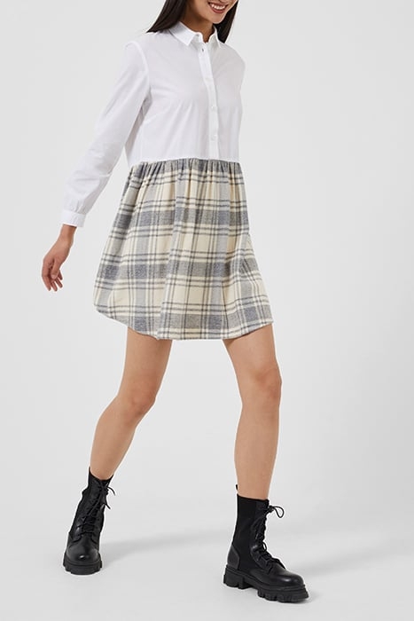 ARLA FLANNEL LS SHIRT DRESS WHITE 3