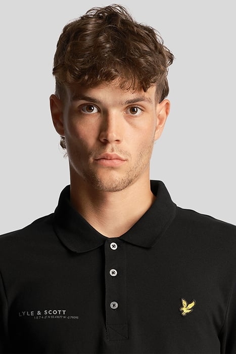 CO-ORDINATE PRINT LONG SLEEVE POLO JET BLACK 5