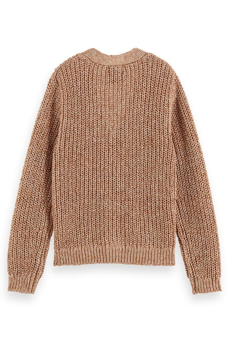 GIRLS KNITTED CARDIGAN SAND CHOCOLATE MELANGE 5