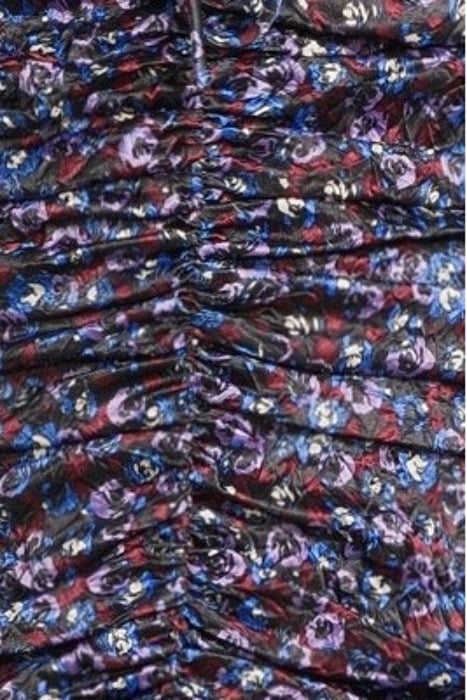 CRINKLED SATIN GATHERED U-NECK MIDI DRESS BLACK 5