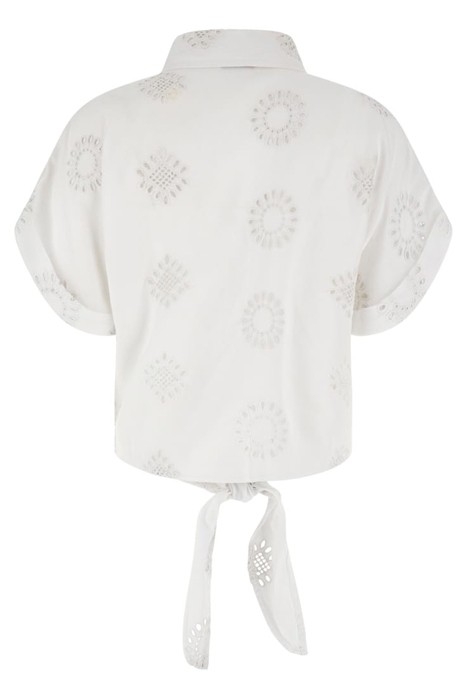 SS BRIGITTE SATIN EMBRO SHIRT PURE WHITE MULTI 5