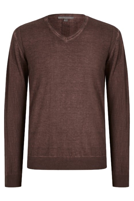 DREW LS SILK BLEND MAGIC WASH VEE MERLOT 2