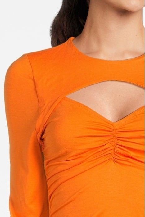 LIGHT STRETCH JERSEY CUTOUT BLOUSE VIBRANT ORANGE 4
