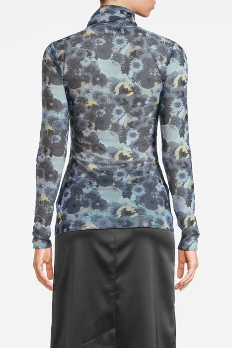 PRINTED MESH LONG SLEEVE ROLLNECK BRUNNERA BLUE 2