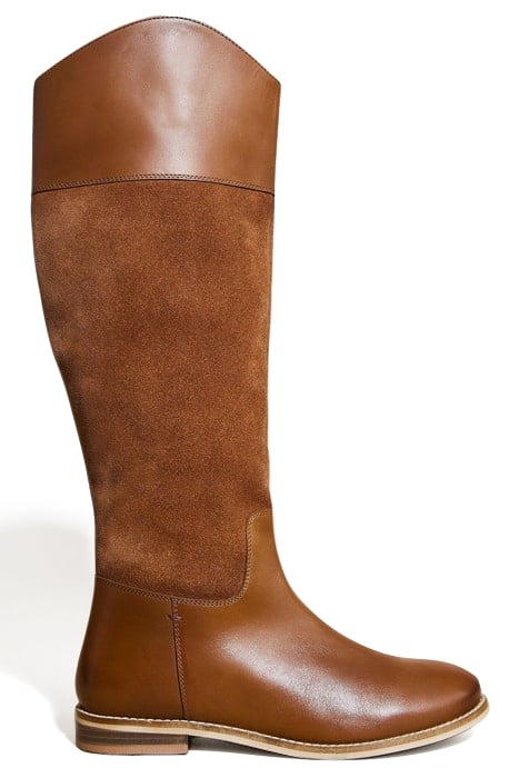 LEATHER SUEDE KNEE HIGH BOOT DARK TAN 1