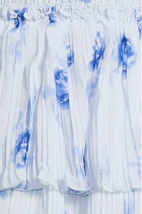 PLEATED GEORGETTE FLOUNCE SMOCK MINI DRESS HEATHER 5