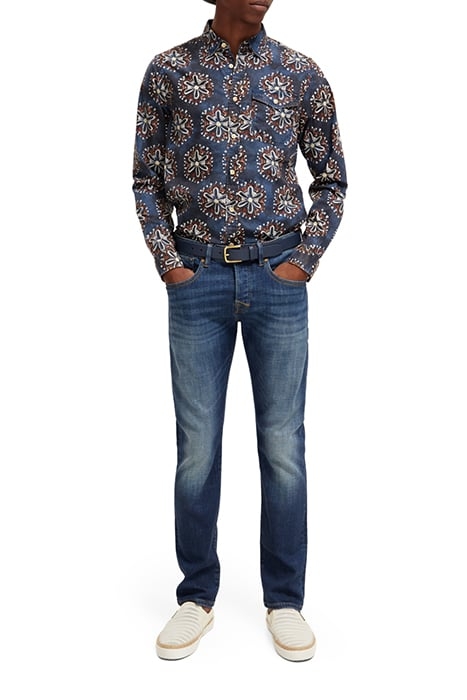 RECYCLED LEATHER BELT WITH PRINTED BACKSIDE STORM BLUE 3