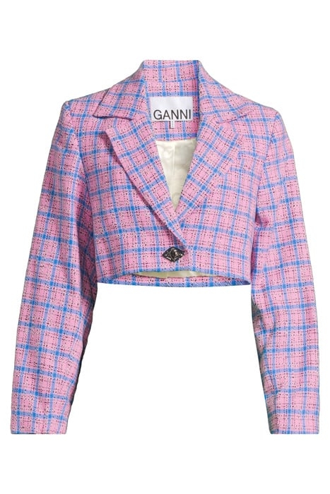 CHECK SUITING CROPPED BLAZER WILD ORCHID 3