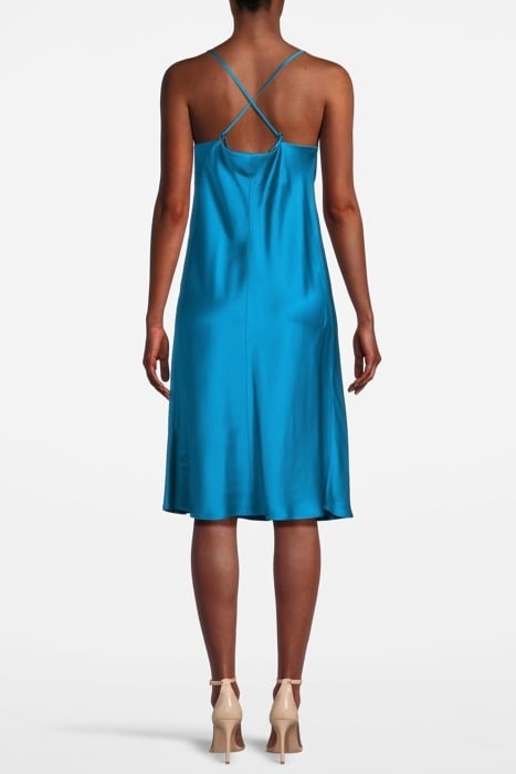 SATIN SLIPDRESS WITH BIAS CUT DEEP TURQUOISE 2