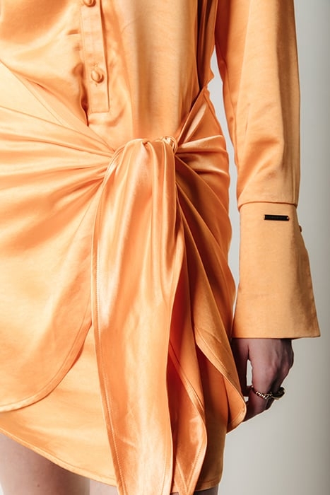 METTE SATIN WRAP DRESS LS RUST ORANGE 4
