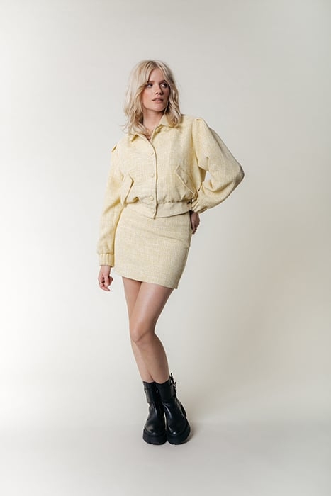 TRISTA BOUCLE HIGH WAIST SKIRT LIGHT YELLOW 1