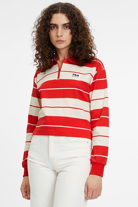 TACNA CROPPED POLO LONGS SLEEVE SHIRT TRUE RED / WHITECAP GR 1