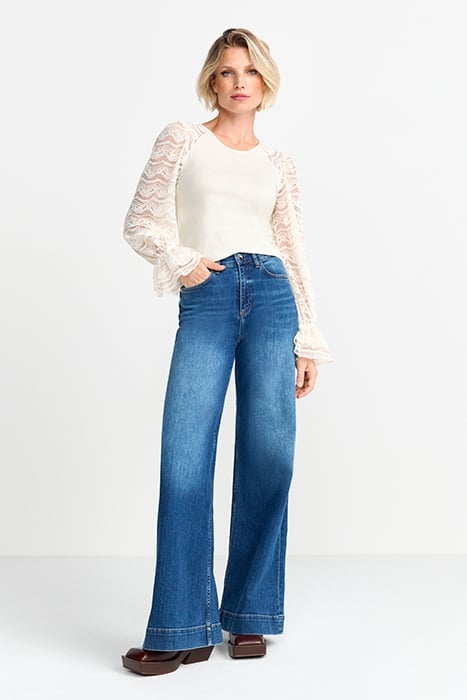 LACE MAT MIX LAYERING LONGSLEEVE PEARL WHITE 1