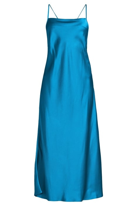 SATIN SLIPDRESS WITH BIAS CUT DEEP TURQUOISE 3