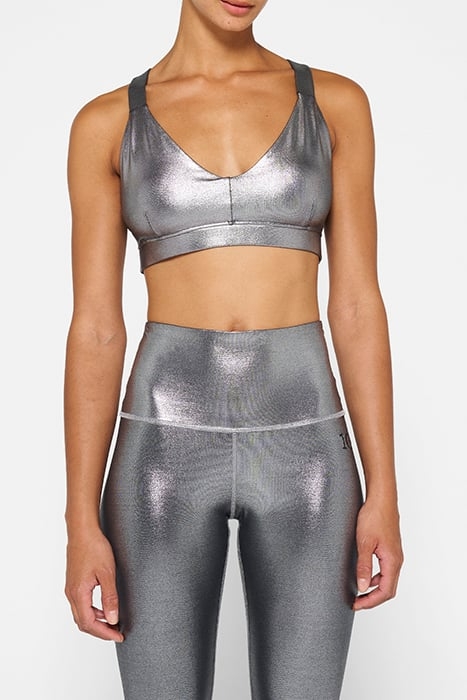 SHINY SPORTY BRA SILVER 1