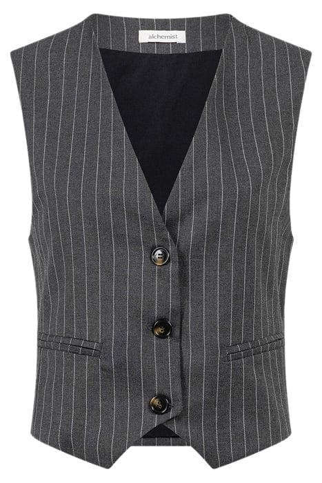 HAZEL PINSTRIPE GILET GREY MELANGE 3