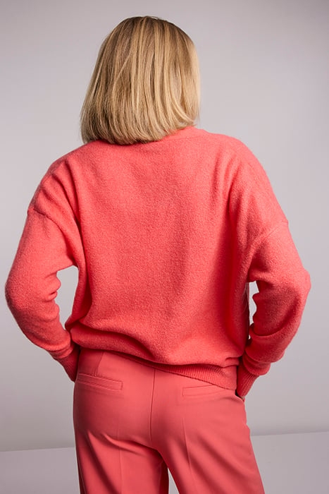 CARDIGAN SPRING WOOL ELASTANE BLEND KNIT BRIGHT CORAL 2