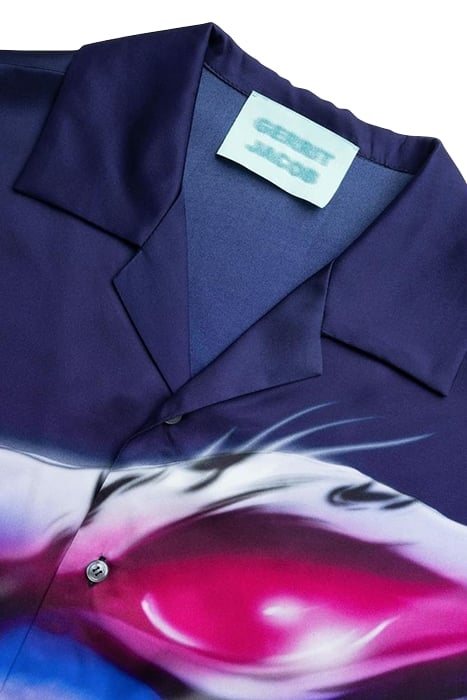 GERRIT JACOB – SATIN PRINTED SHIRT NAVY/LILAC 5