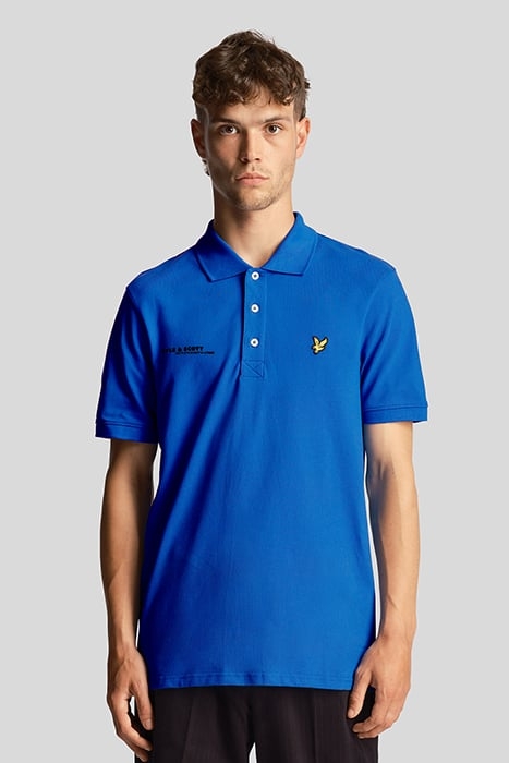 CO-ORDINATE PRINT PLAIN POLO SHIRT BRIGHT BLUE 1