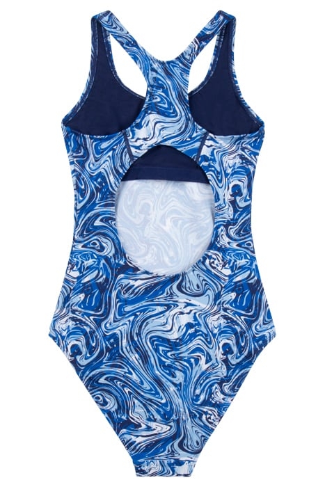 SAKI AOP RACER BACK SWIMSUIT BLUE ACRYLIC AOP 2