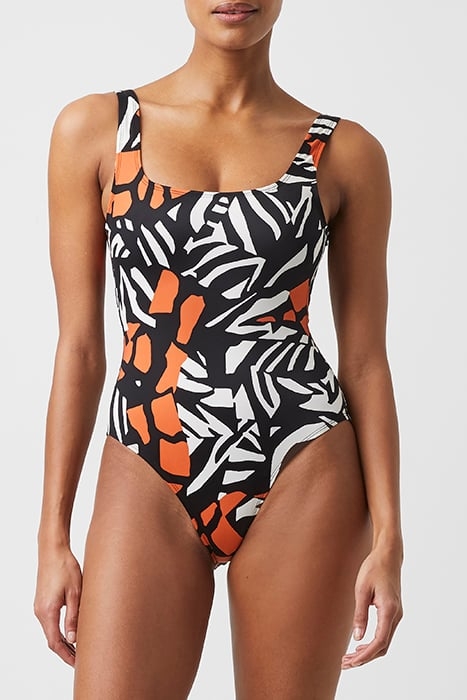 RECYCLED AFARA PRINT SWIMSUIT BLACK 1