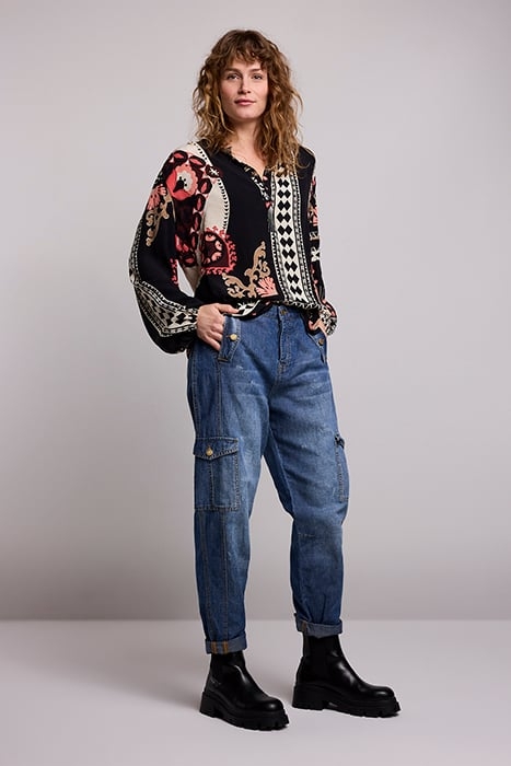 TOP SCARF PRINT BLACK 1