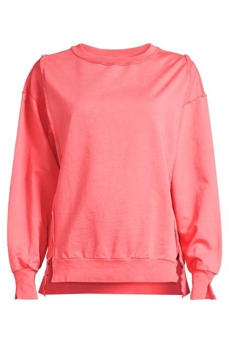 SWEAT TOP LONG SLEEVE GARMENT DYED SWEATER BRIGHT CORAL 3