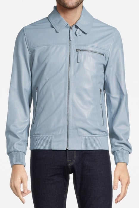LEATHER BOMBER FAINT BLUE 1