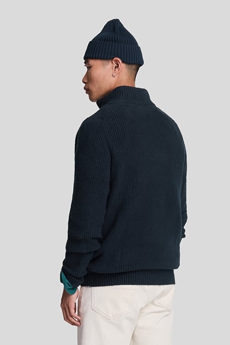 SHAKER STITCH QUARTER ZIP DARK NAVY 2