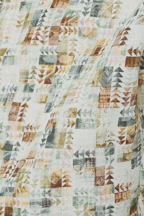 SHIRT SHORT SLEEVE ALLOVER PRINTED WITH LINEN GREEN 7