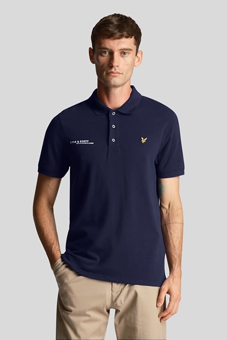 CO-ORDINATE PRINT PLAIN POLO SHIRT NAVY 1