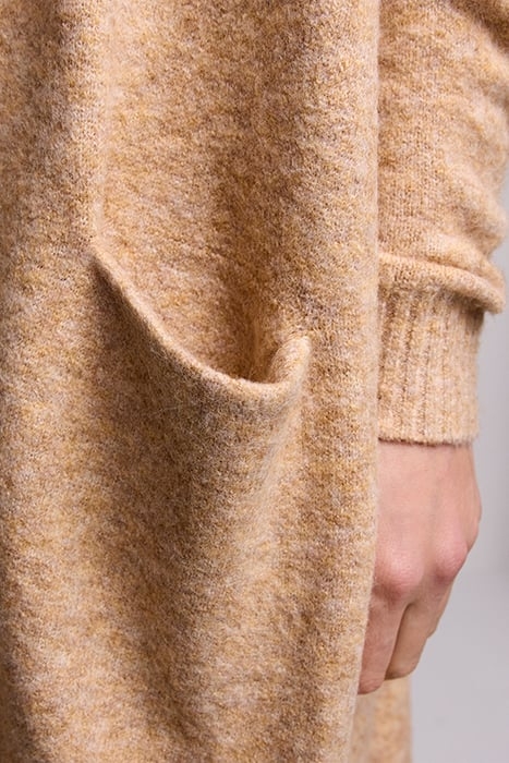 LONG CARDIGAN SPRING WOOL ELASTANE BLEND KNIT LATTE 5