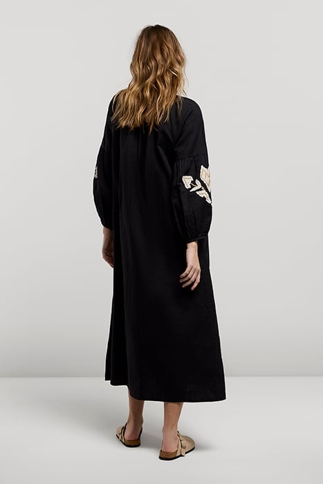 DRESS LINNEN HEAVY EMBROIDERY BLACK 2