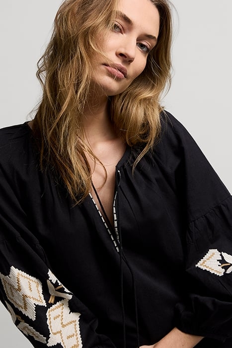 DRESS LINNEN HEAVY EMBROIDERY BLACK 5