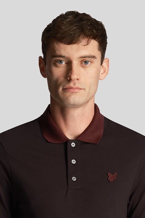 TONAL RINGER POLO SHIRT JET BLACK/ BURGUNDY 5