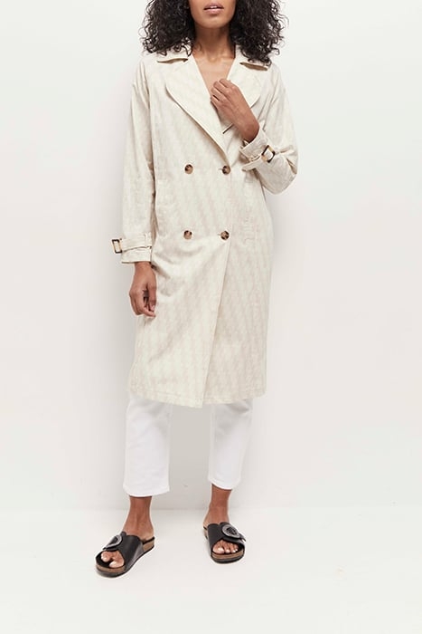 DITTI - BEIGE TRENCH COAT WITH OS MONOGRAM PRINT 3