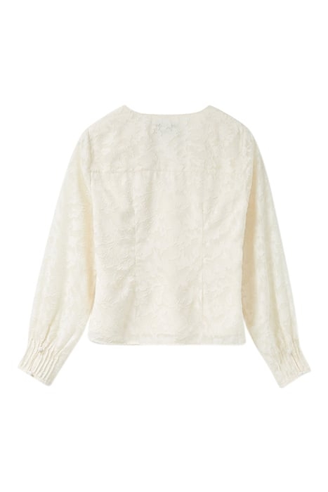 LONG SLEEVE WOVEN TOP IVORY 4