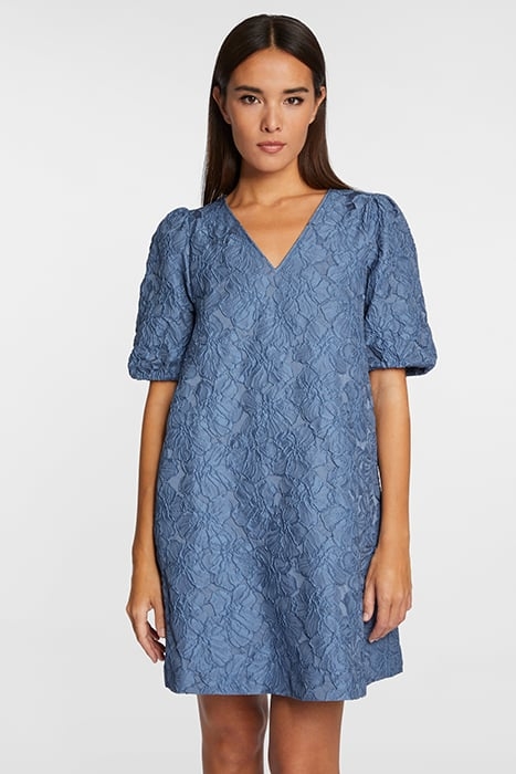 DRESS WITH V-NECK FRENCH BLUE 1
