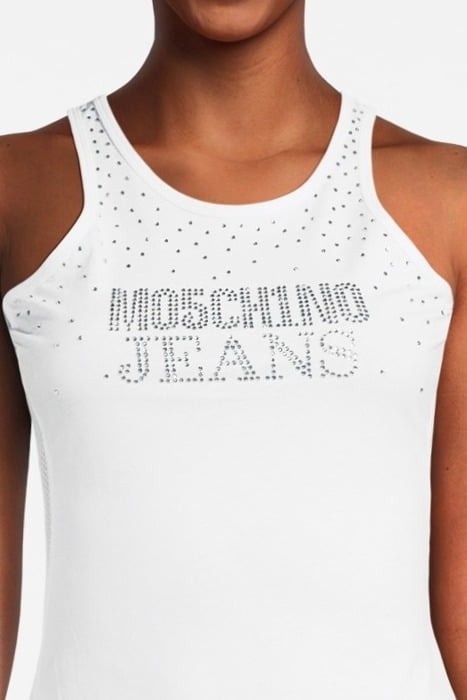 RHINESTONE LOGO JERSEY TANK TOP WHITE 4