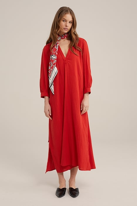 DRESS MID LENGTH FIRE RED 1