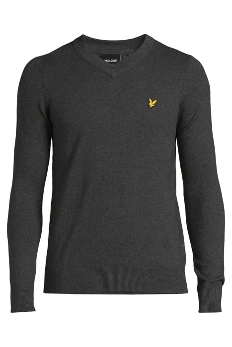 COTTON MERINO V NECK JUMPER CHARCOAL MARL 3