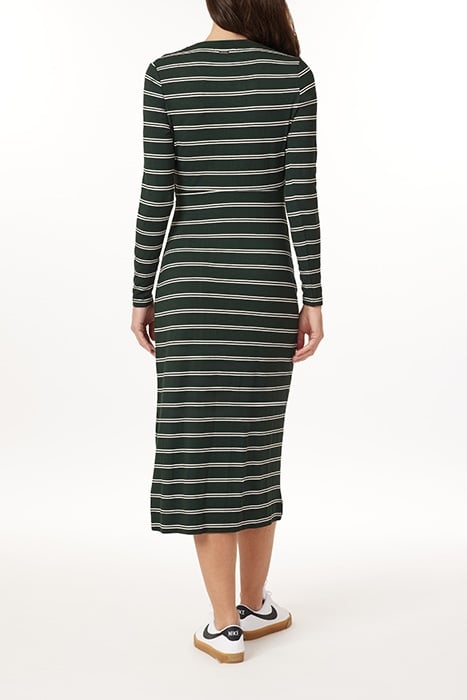 LS KNIT DRESS SCARAB/BLACK/WHITE STRIPE 2