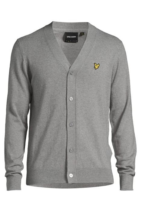 COTTON MERINO V NECK CARDIGAN MID GREY MARL 3