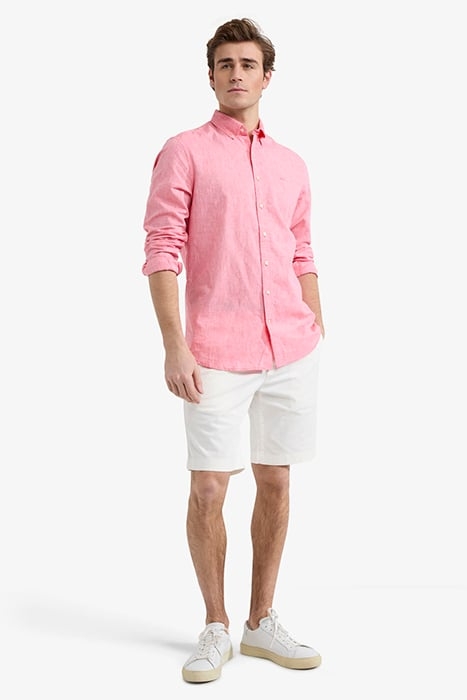 COTTON LINEN SHIRT CORAL RED 2