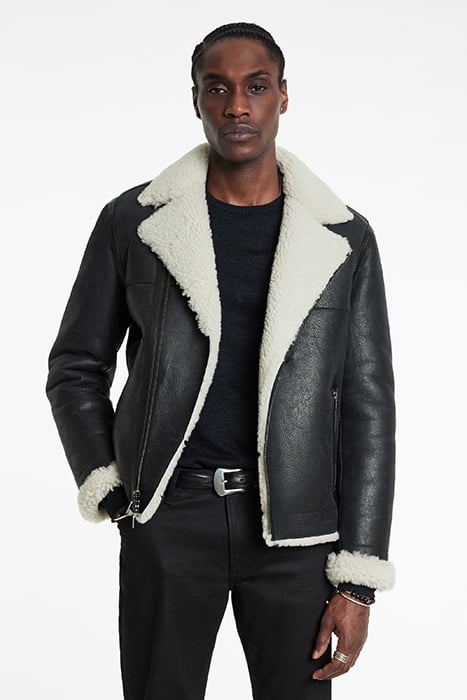 STERLING SHEARLING BIKER JACKET BLACK 1