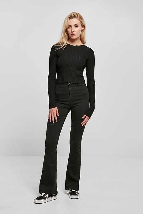 LADIES SHORT RIB KNIT TWISTED BACK SWEATER BLACK 3